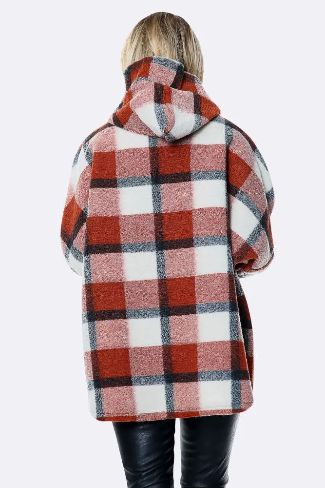 Italian Wool Chunky Midi Check Coat