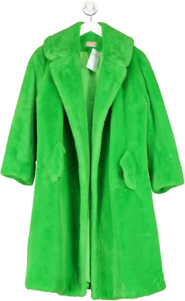 Jayley Green Faux Fur Maxi Coat UK S/M