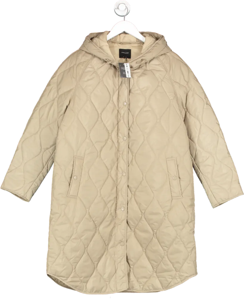 JD WILLIAMS Beige Camel Longline Quilted Jacket UK 16