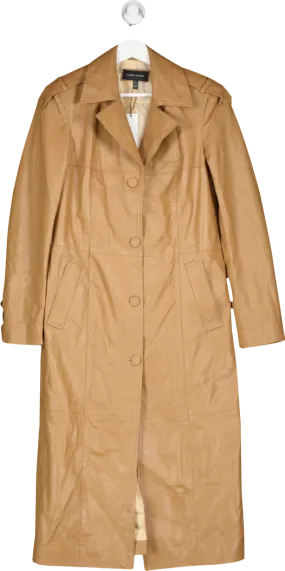 Karen Millen Brown Leather Tailored Midaxi Trench Coat UK 6