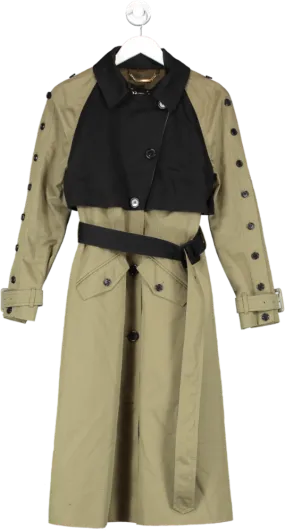 Karen Millen Green Button Detail Colour Block Detail Trench Coat UK 6