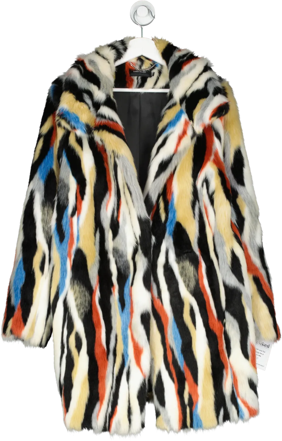 Karen Millen Multicoloured Faux Fur Coat UK 10