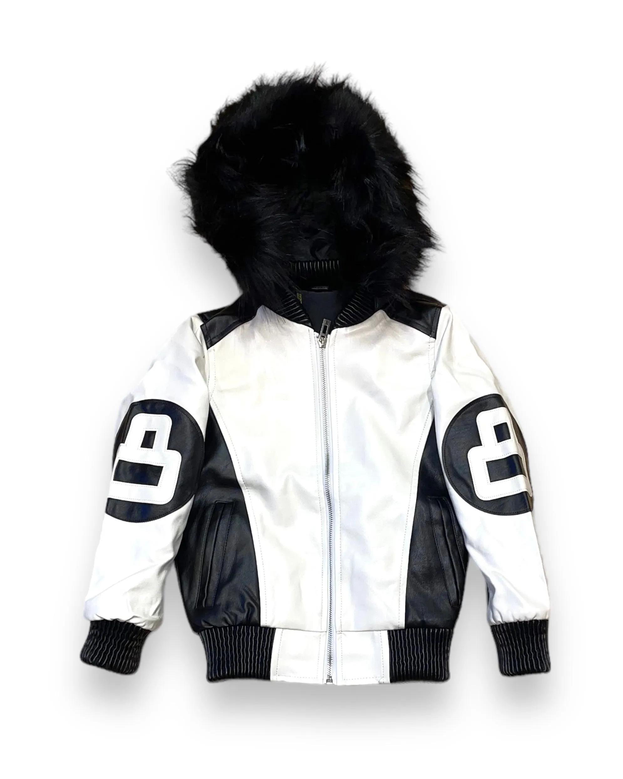 Kid’s PU 8 Ball Fur Bomber Coat