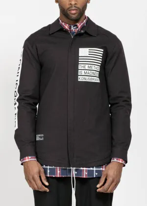 Konus Men's Coaches Jacket With Graphic in Black