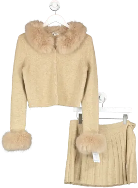 Loba Brown Nili Faux Fur Sweater & Nili Wrap Skirt Uk M UK S