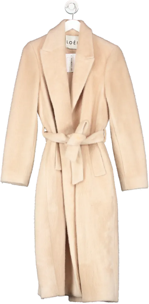 Loeil Beige Wool Blend Belted Coat UK S