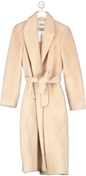 Loeil Beige Wool Blend Belted Coat UK S