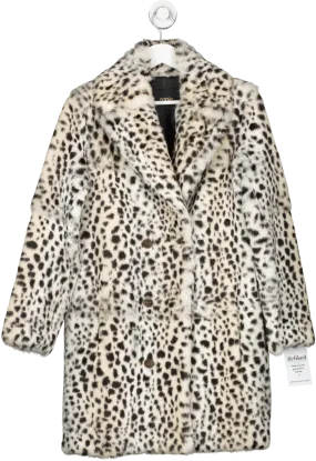 Luxurious Maje Beige, Black & White Rabbit Fur Animal Print Coat - UK Size XS