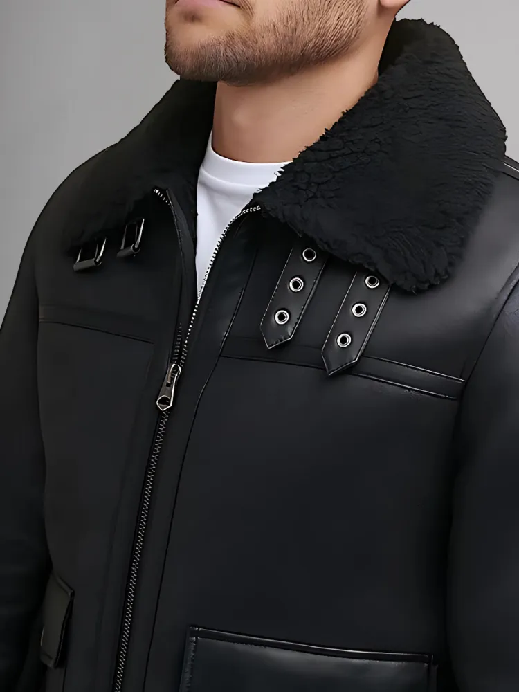 Mens RAF B3 Aviator Shearling Bomber Jacket