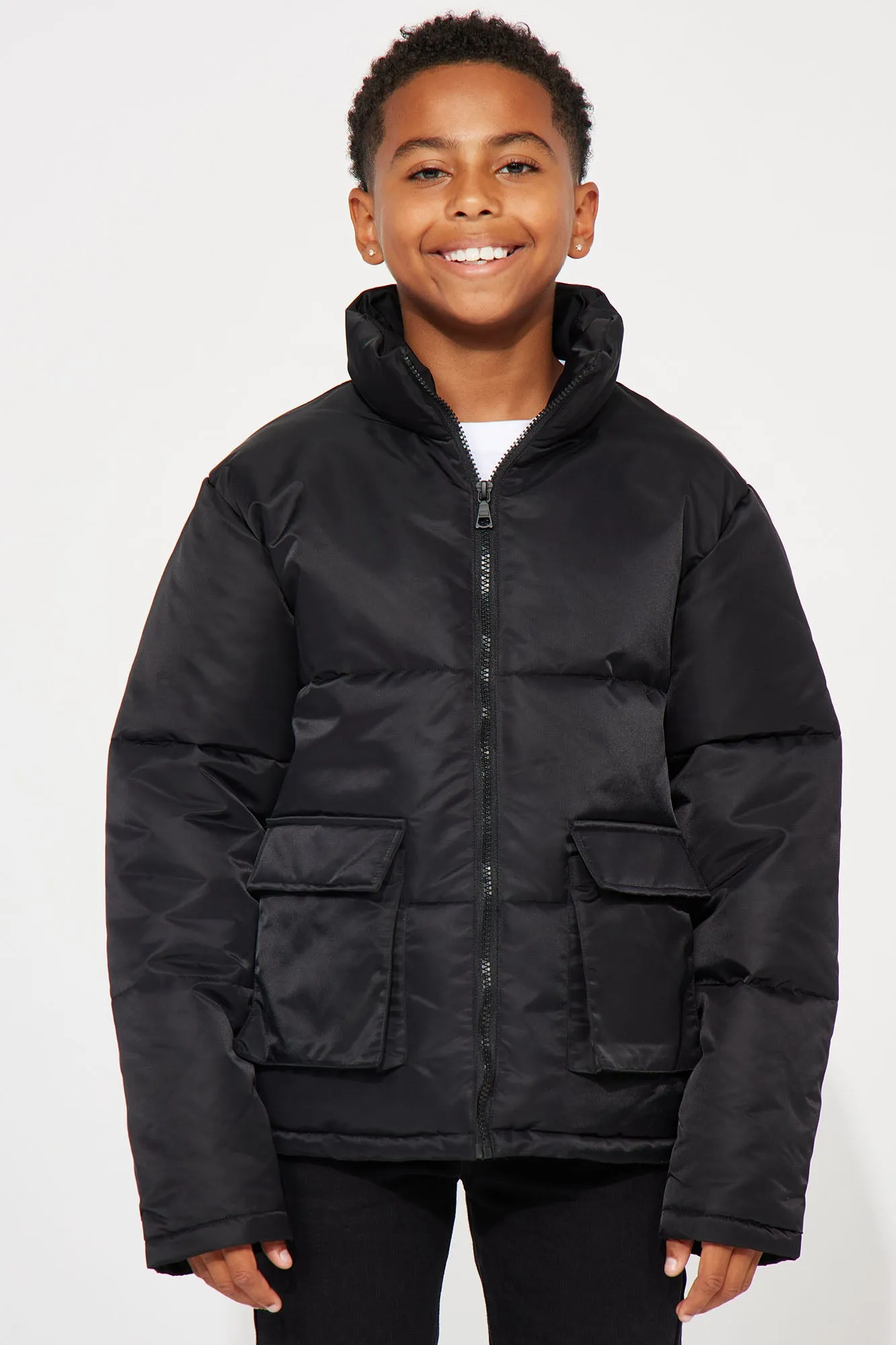 Mini Travis Nylon Cropped Puffer - Black