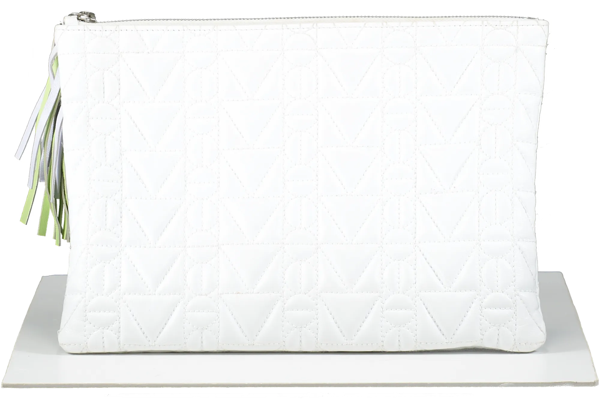 Misela Istanbul White Quilted Clutch Bag With Tassel