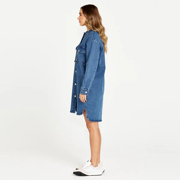 Nya Long Denim Shacket - 80 Wash