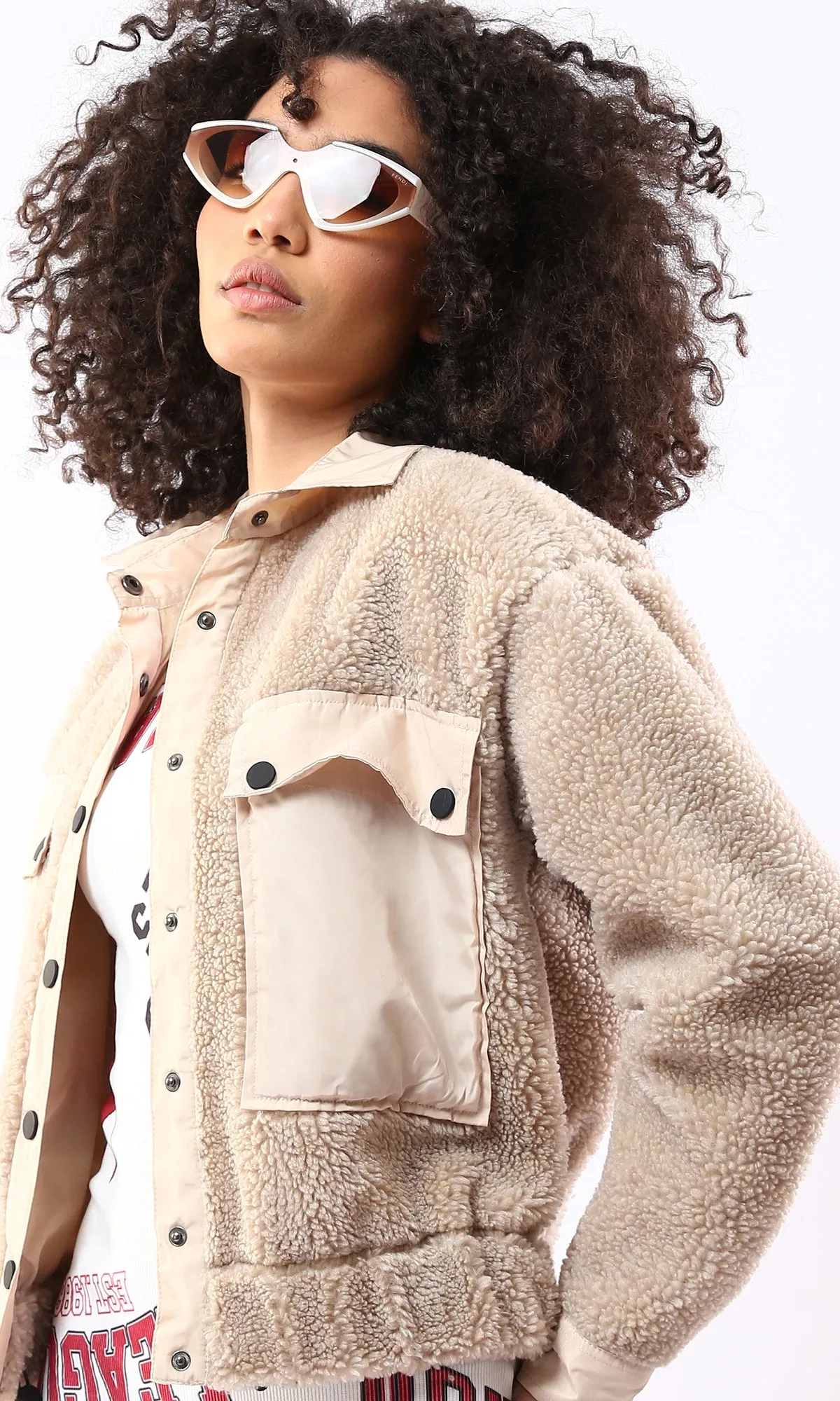 O175363 Coziness Wool Beige Jacket With Waterproof Pockets