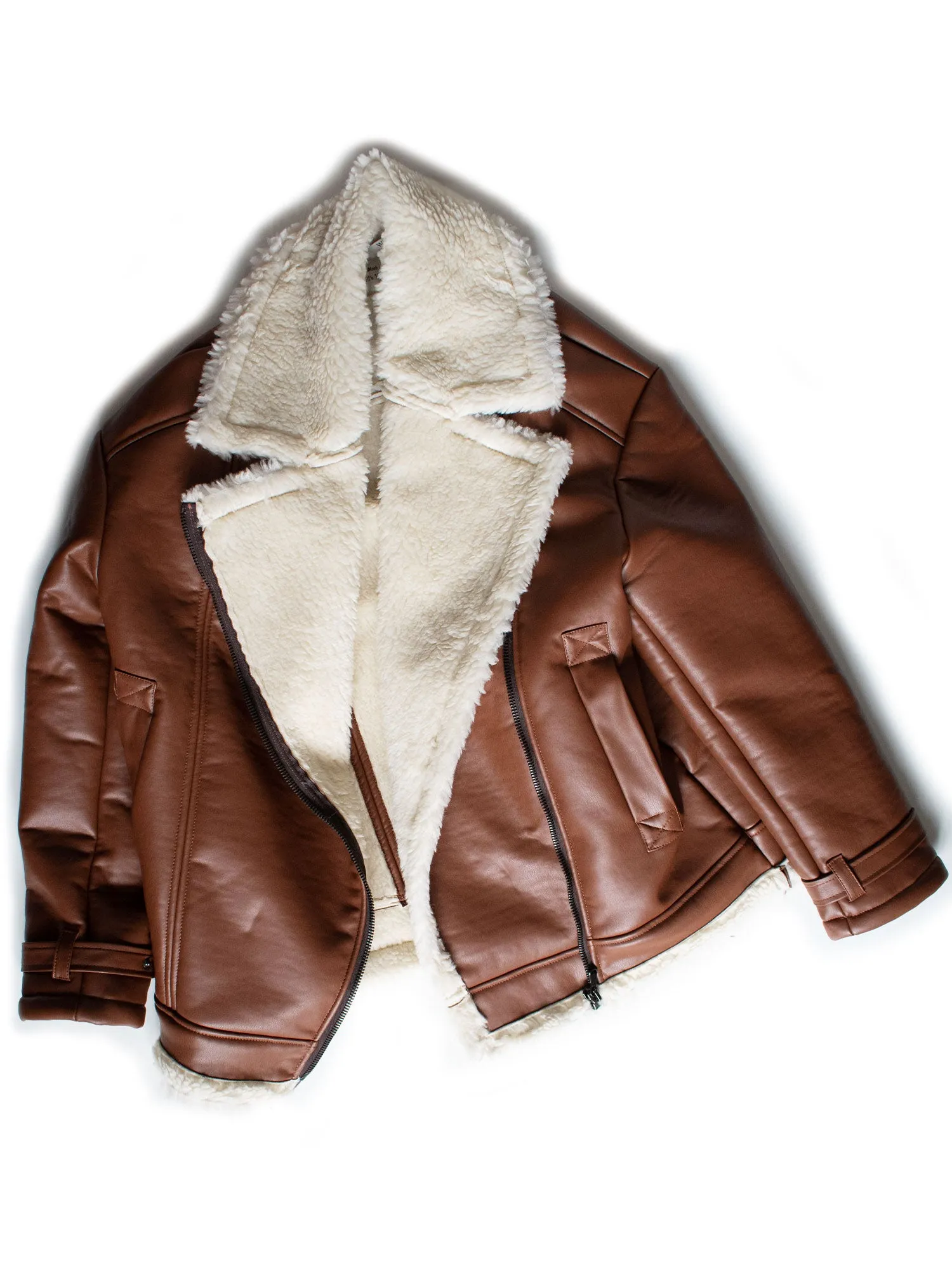 Oversized Recycled Vegan Shearling Aviator Jacket