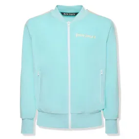 Palm Angels Chenille Logo Striped Light Blue Zip-Up Track Jacket