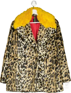 Paul Smith Brown Leopard Print Faux Fur Coat UK 12