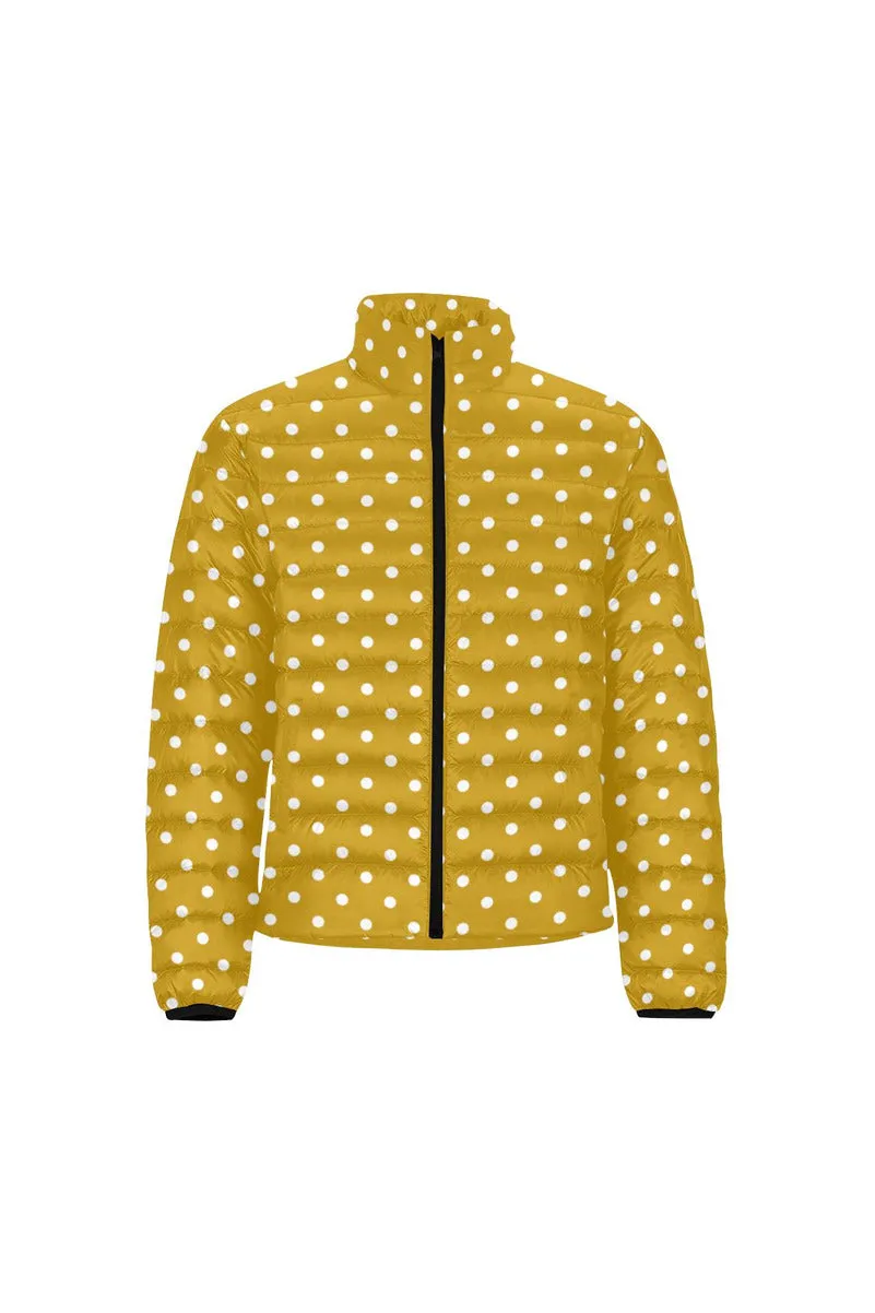 Polka Dot Unisex Stand Collar Padded Jacket