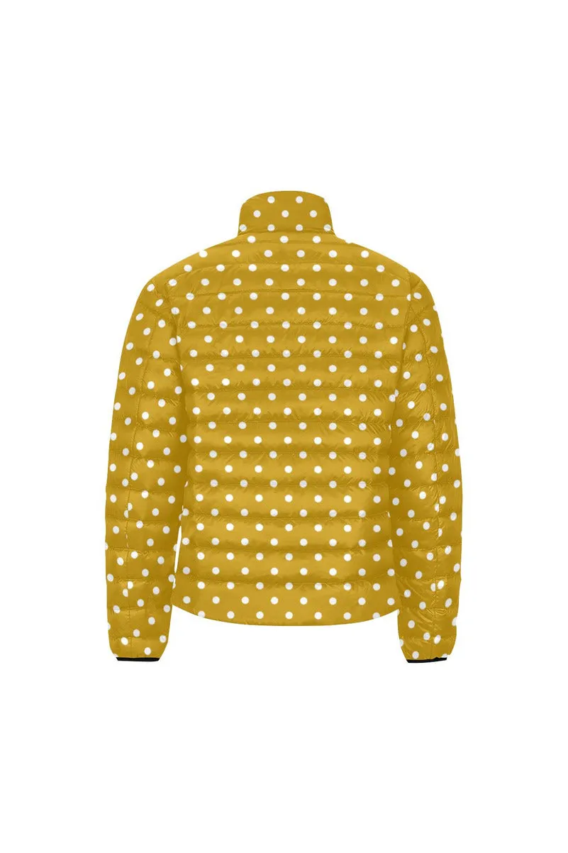 Polka Dot Unisex Stand Collar Padded Jacket