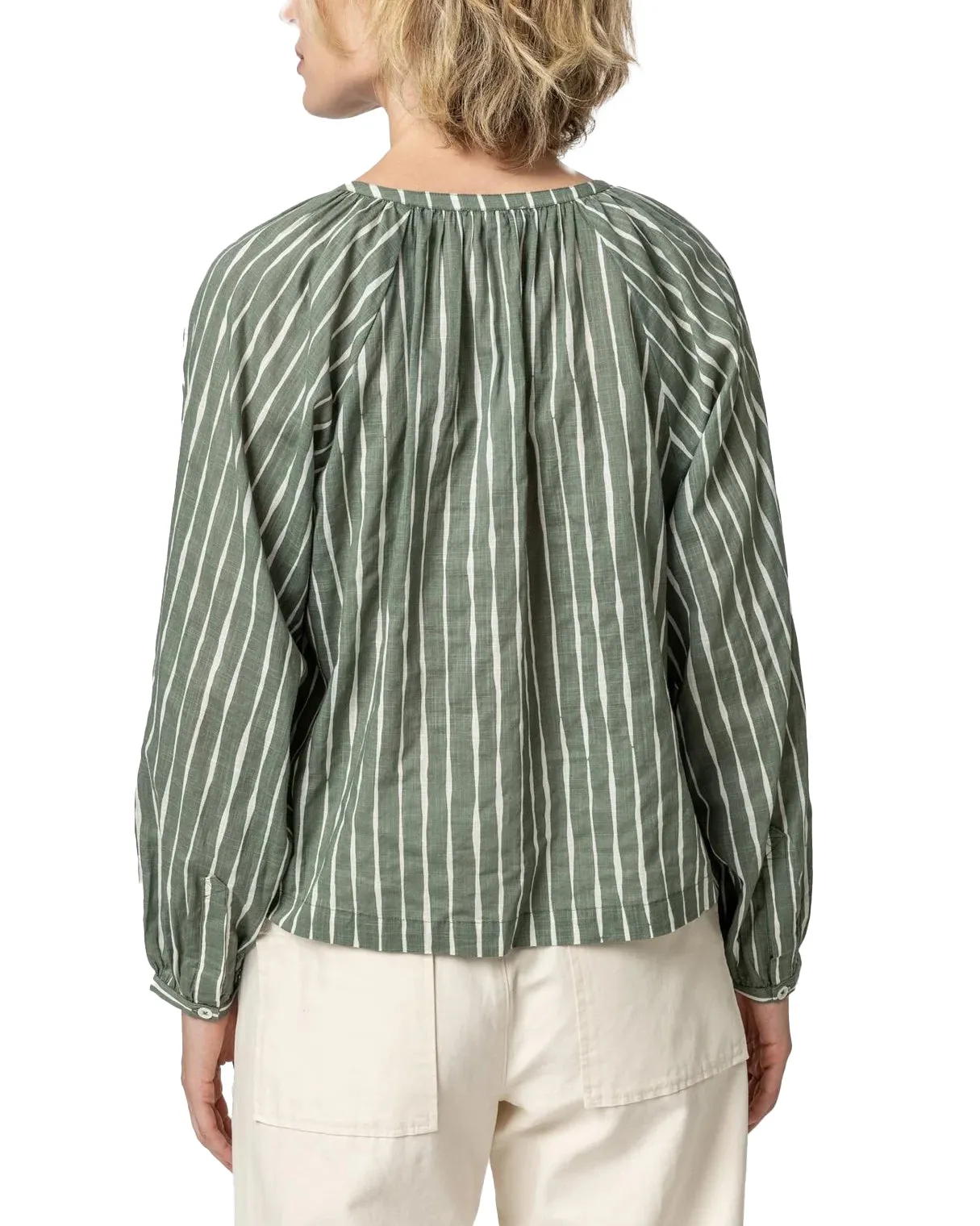 Raglan Button Down with Shirring (Artichoke/Rope)