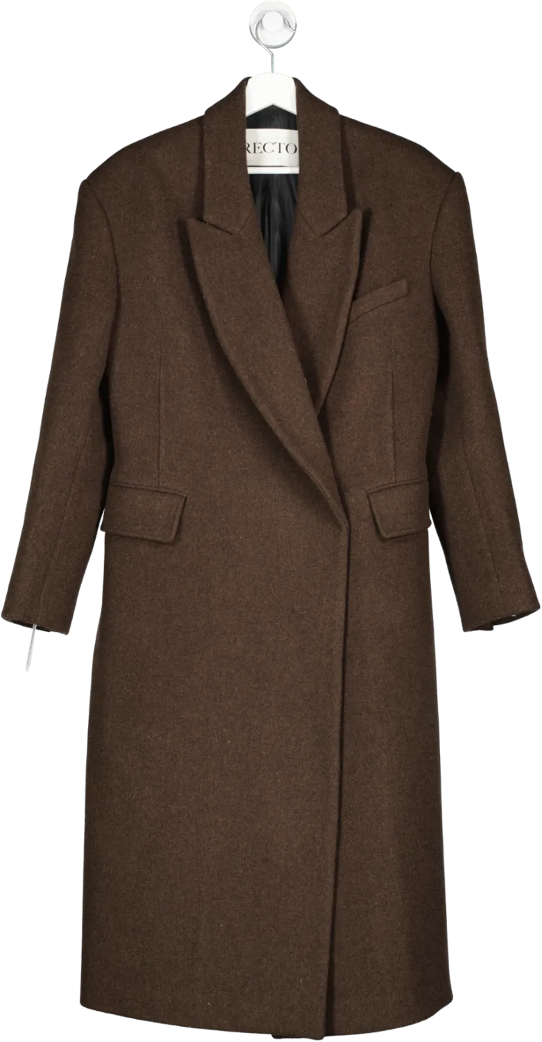 Recto Brown Wool Blend Coat UK S