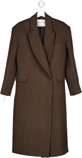 Recto Brown Wool Blend Coat UK S