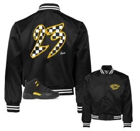 Retro 12 Black Taxi Satin Jacket - Chekered - Black