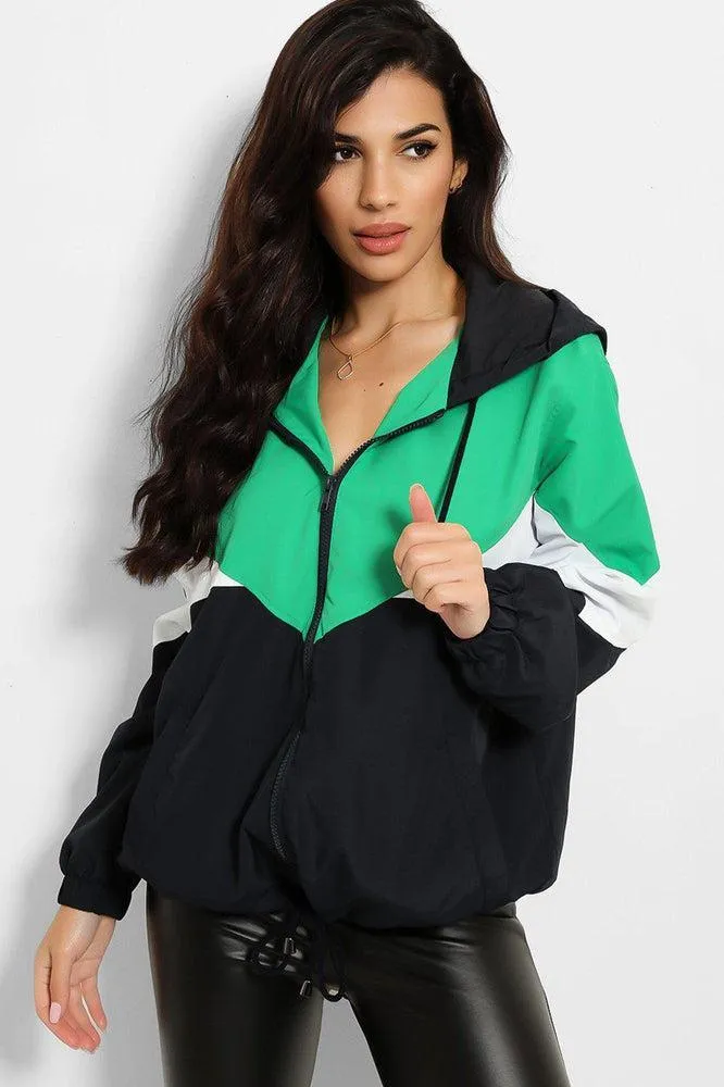 Retro Style Colour Block Zipped Windbreaker