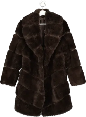 River Island Luxurious Brown Faux Fur Robe Coat - Size UK S