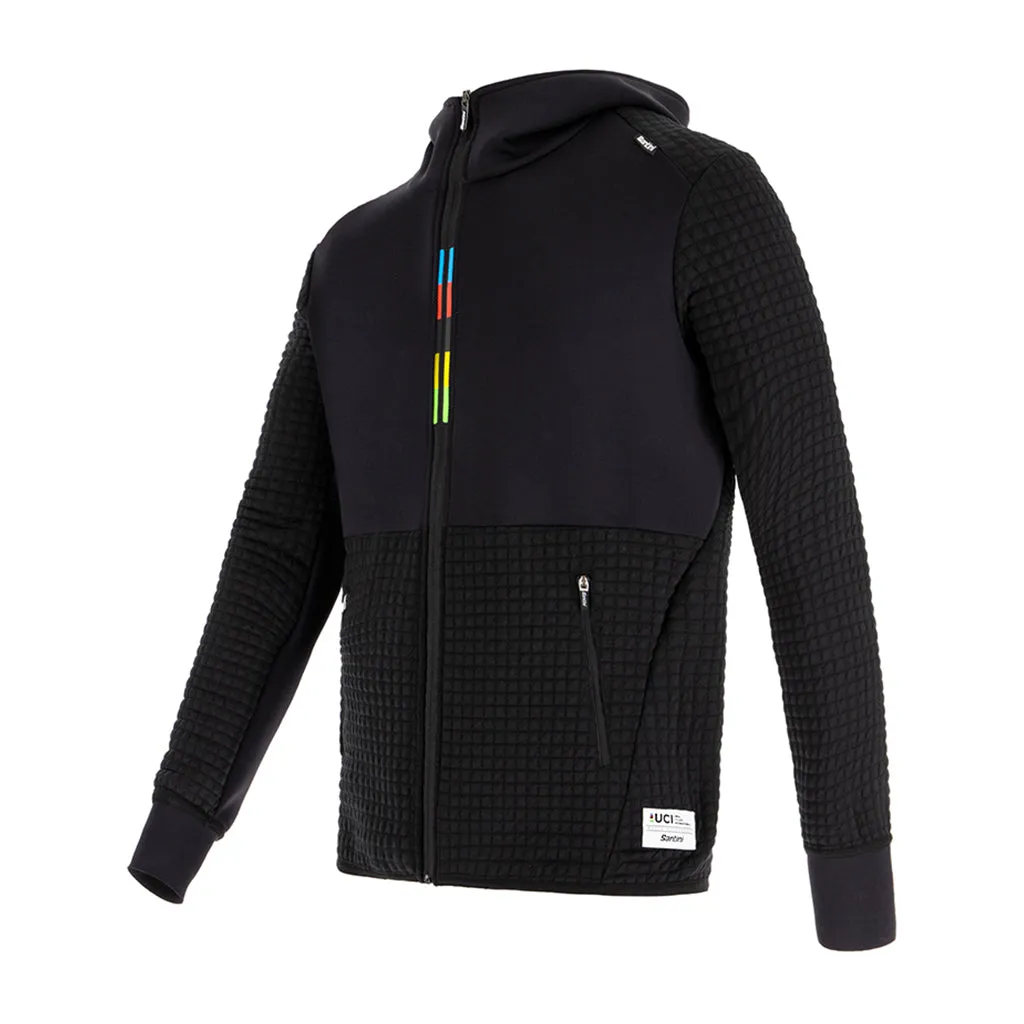 Mens Santini UCI Groove Hoodie - Stylish Black Zip-Up Sweatshirt for Ultimate Comfort