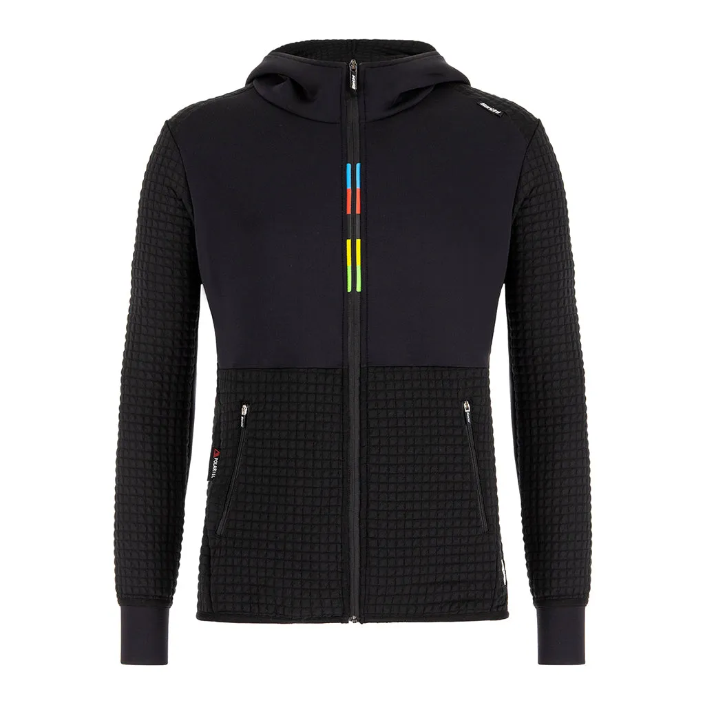 Mens Santini UCI Groove Hoodie - Stylish Black Zip-Up Sweatshirt for Ultimate Comfort