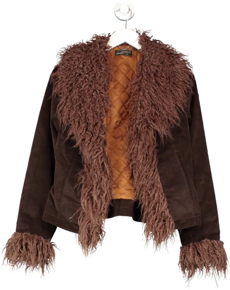 Superdry Brown Faux Fur Lined Corduroy Jacket One Size