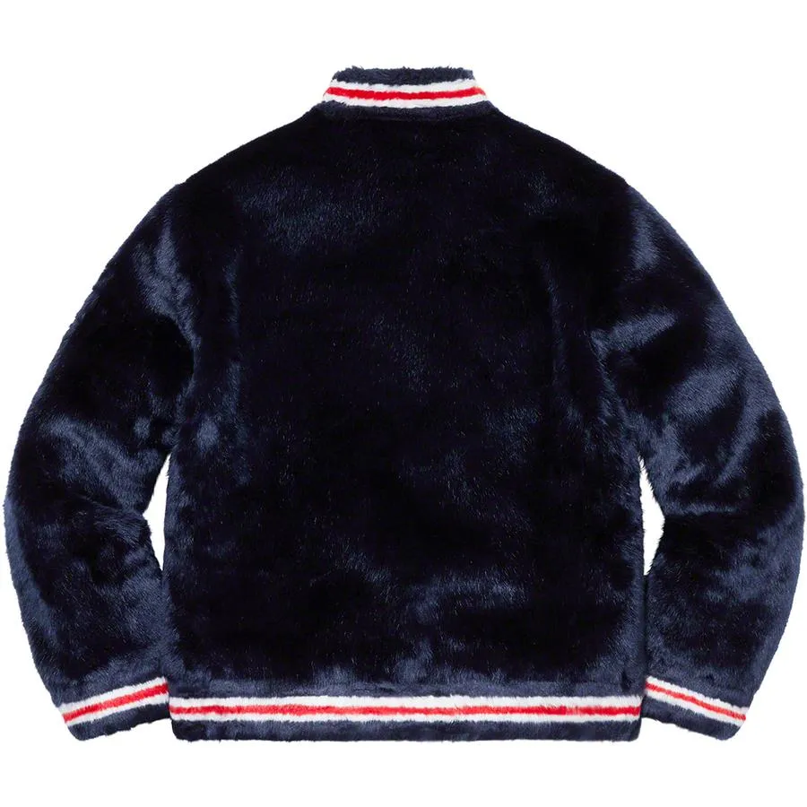 Supreme Faux Fur Varsity Jacket (Navy)