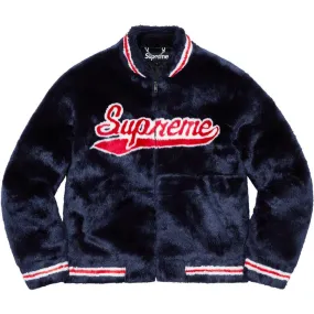 Supreme Faux Fur Varsity Jacket (Navy)