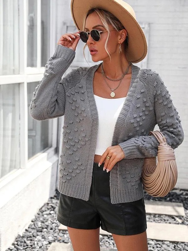 Three-Dimensional Pattern Cardigan Sweater