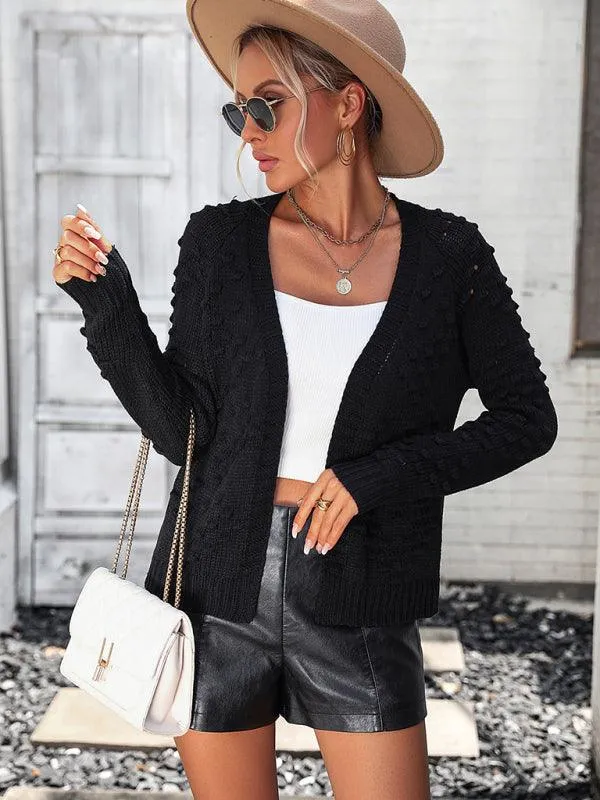 Three-Dimensional Pattern Cardigan Sweater