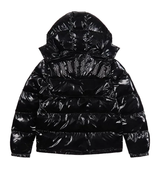 TRAPSTAR IRONGATE DETACHABLE HOODED PUFFER JACKET - SHINY BLACK