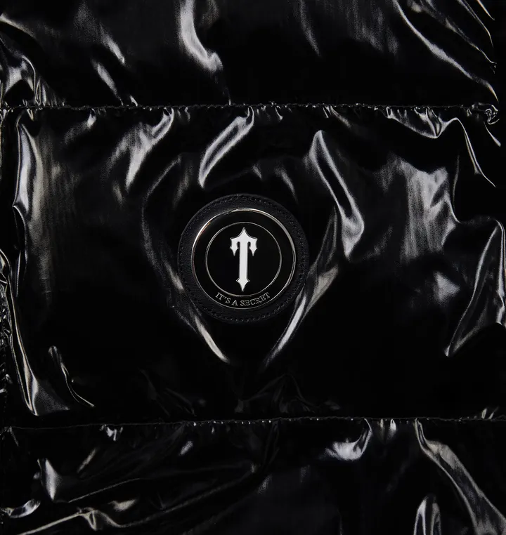 TRAPSTAR IRONGATE DETACHABLE HOODED PUFFER JACKET - SHINY BLACK