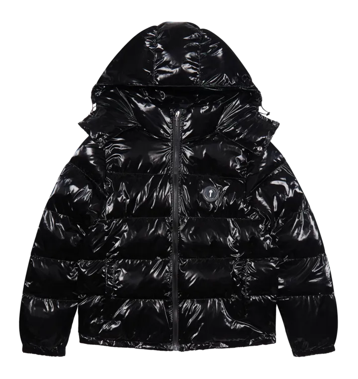 TRAPSTAR IRONGATE DETACHABLE HOODED PUFFER JACKET - SHINY BLACK