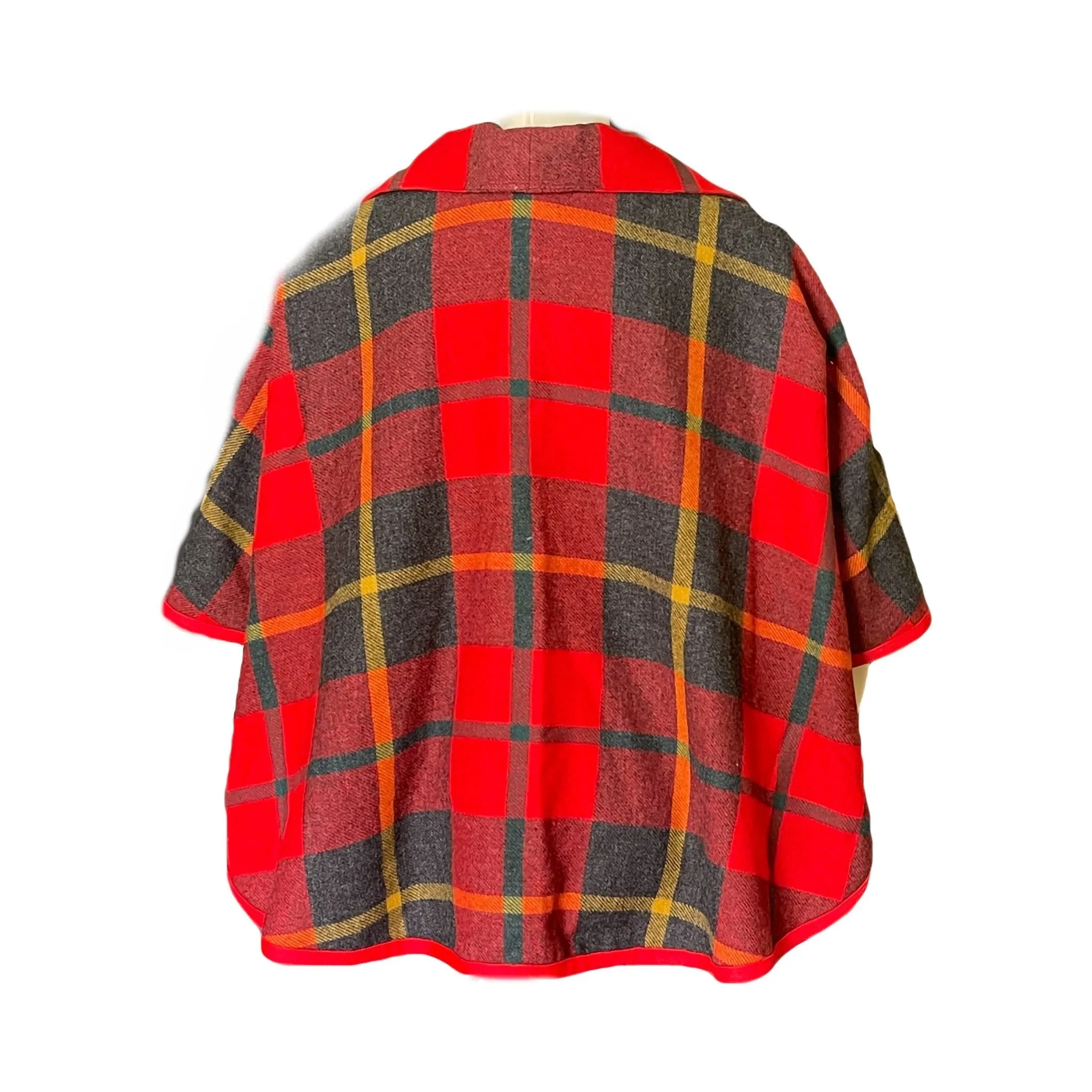 Vintage Wool Poncho in a Red Check Plaid by Pendleton. Fall and Winter Outerwear. Countryside Chic.