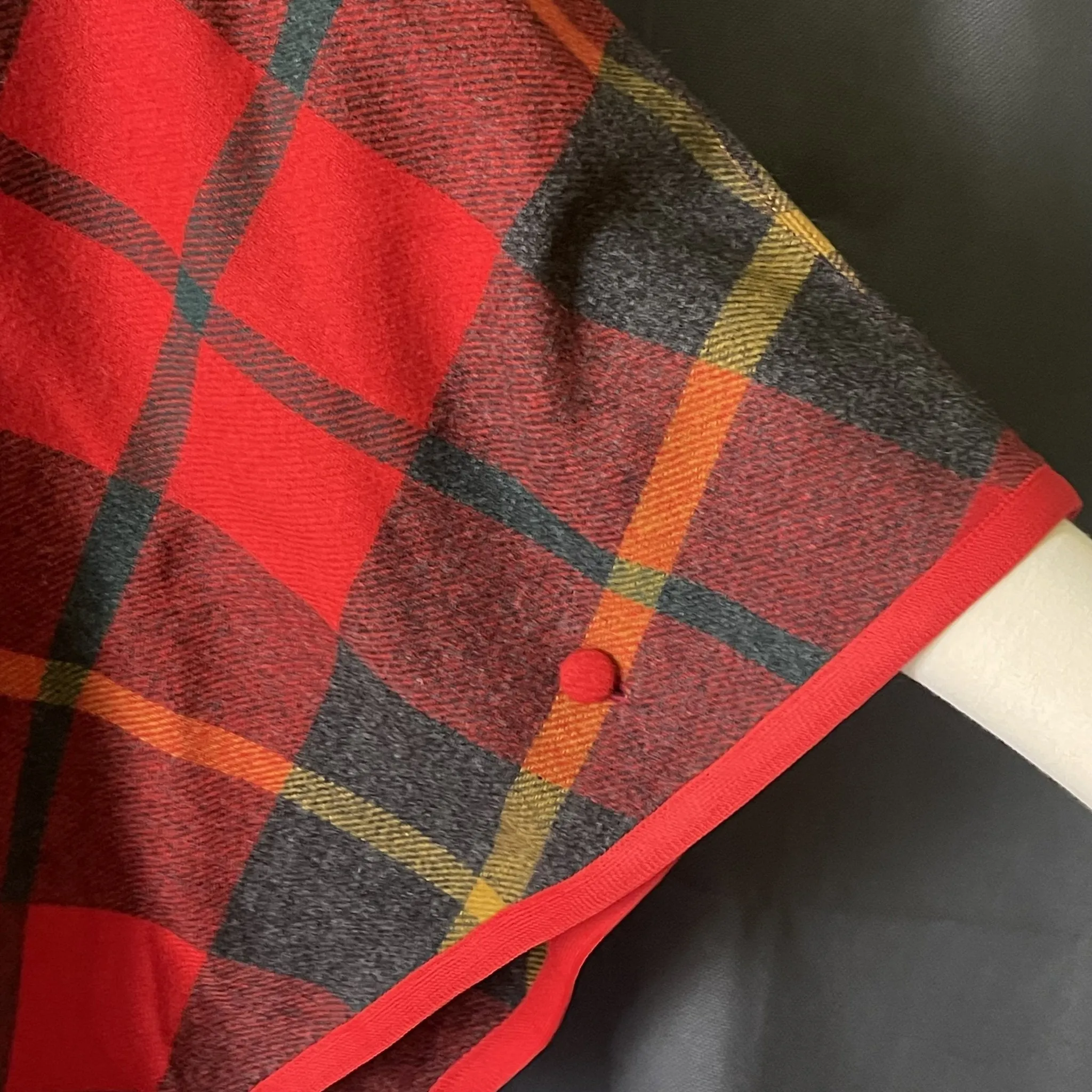 Vintage Wool Poncho in a Red Check Plaid by Pendleton. Fall and Winter Outerwear. Countryside Chic.