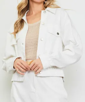 Washed Cotton Twill Jacket - White