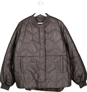 Whistles Brown Cleo Leather Quilted Jacket UK L