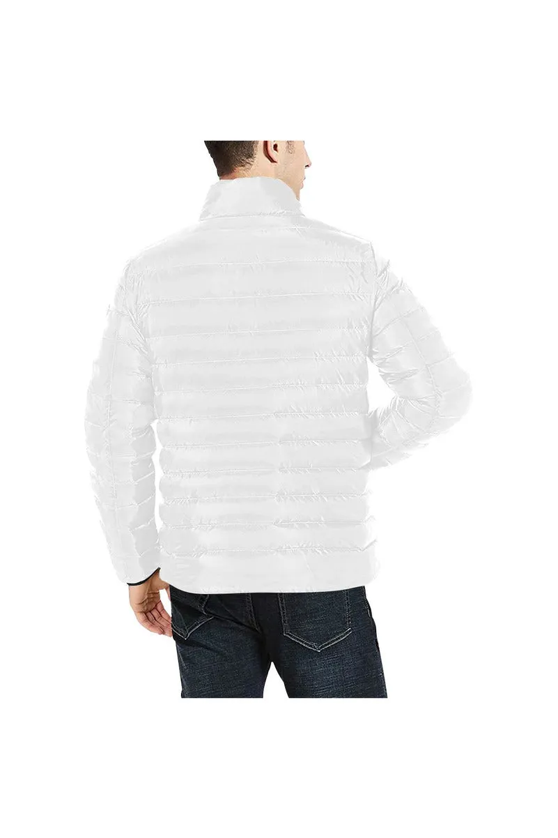 White Unisex Stand Collar Padded Jacket