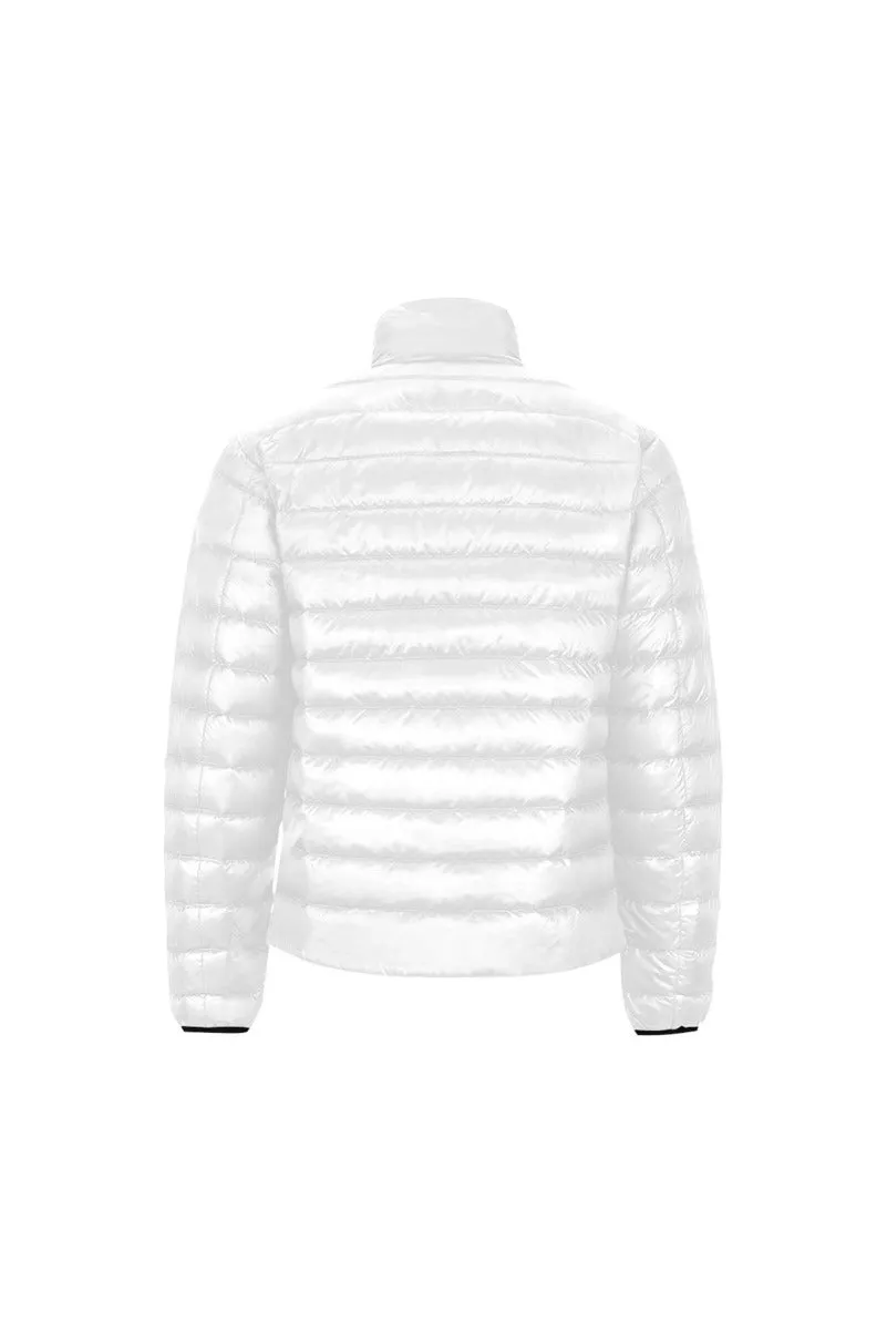 White Unisex Stand Collar Padded Jacket