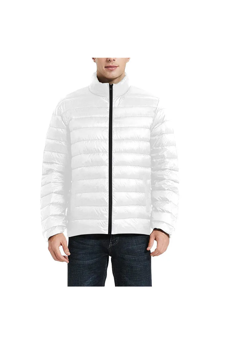 White Unisex Stand Collar Padded Jacket