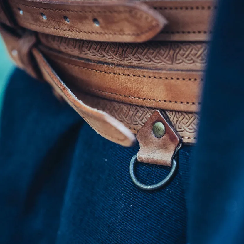 Wide Detailed Viking Leather Belt