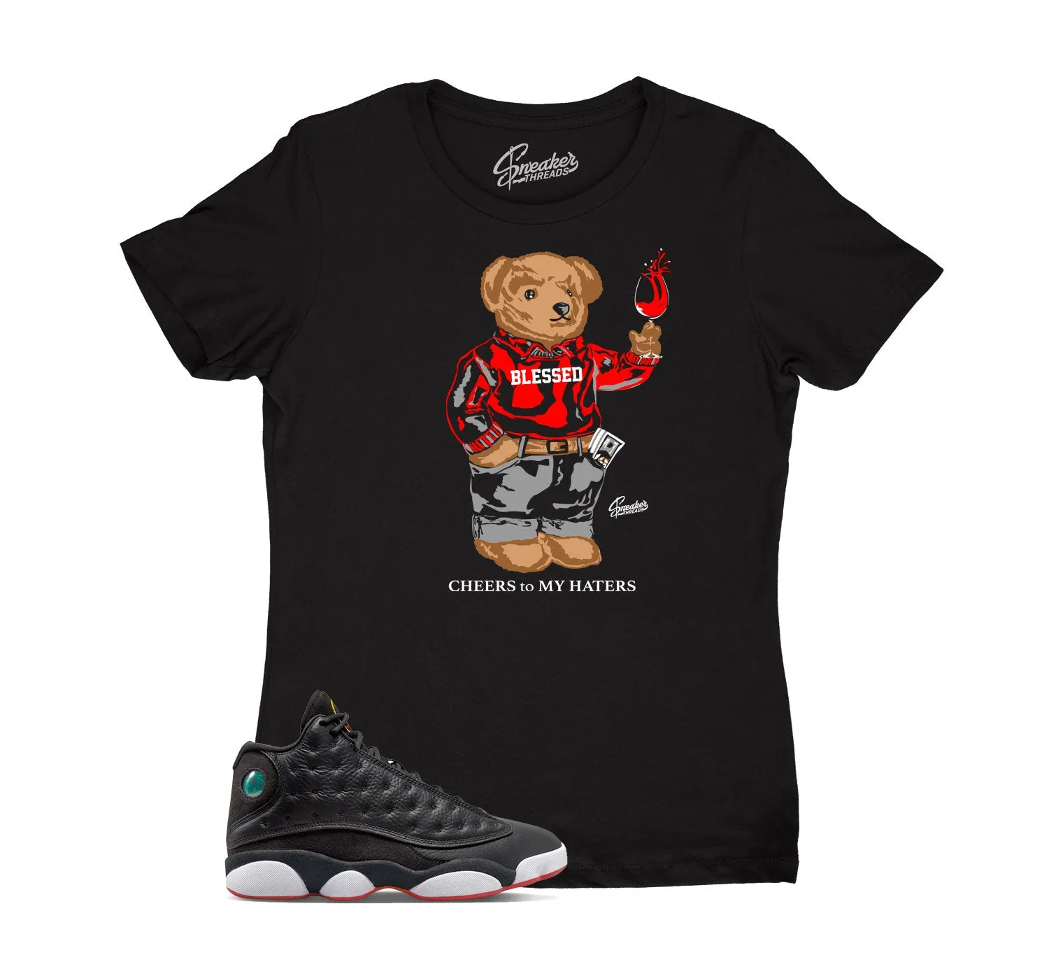 Womens Playoff 13 hirt - Cheers Bear - Black