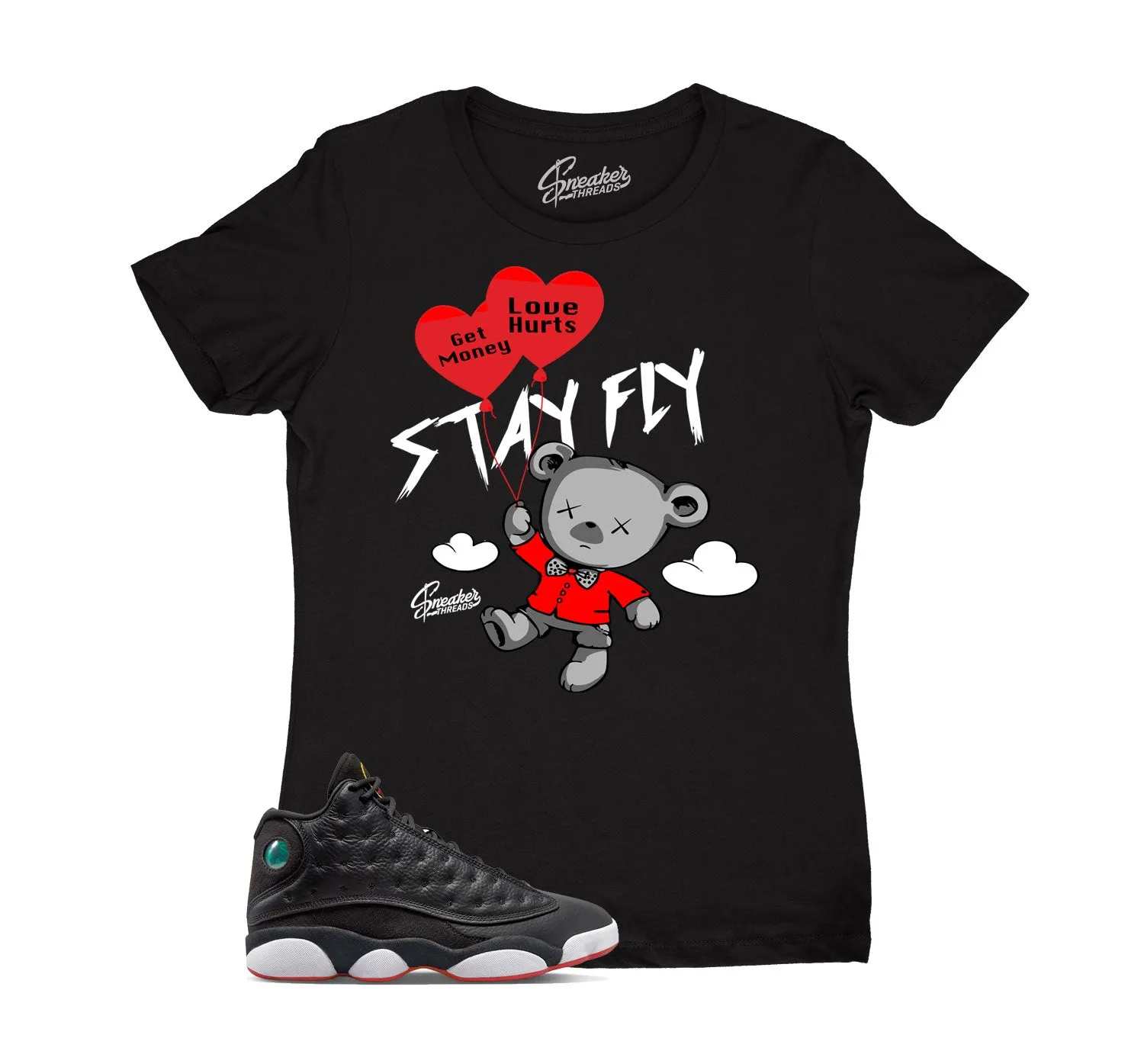 Womens Playoff 13 hirt - Money Over Love - Black