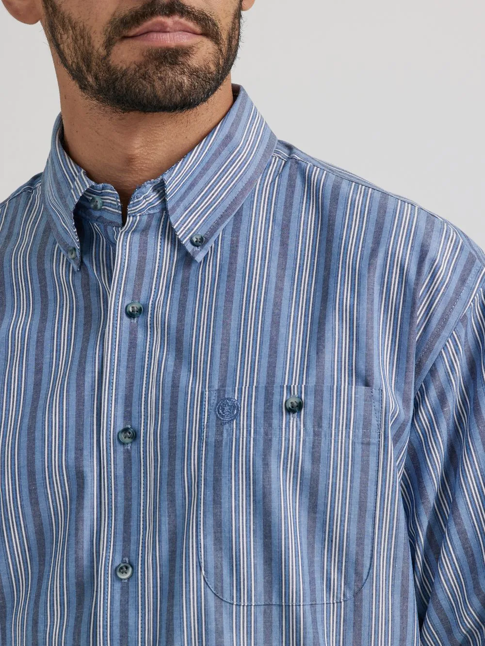 'Wrangler' Men's George Strait Striped Button Down - Periwinkle