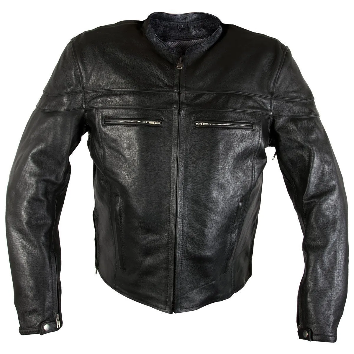 Xelement XS-6225 'Speedster' Men's Black Armored Leather Racing Jacket